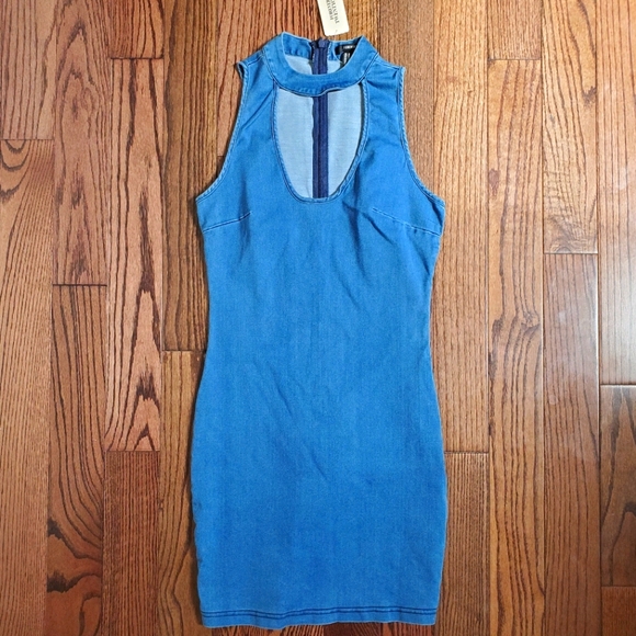 NWT Denim keyhole bodycon dress 👗 - Picture 1 of 5